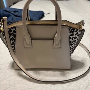 Chic Cream and Black Leopard Print Shoulder Bag